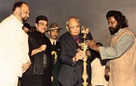 Former Chief Minister of Assam, Governor with Bhupen Hazarika and Rajan.